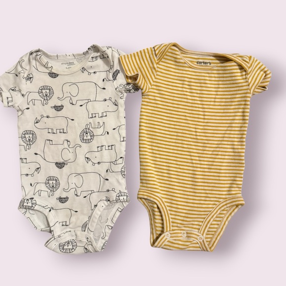 Other - Baby Unisex Onesie Bundle - Animal Print Stipe Bodysuits, Size 3-6 Months